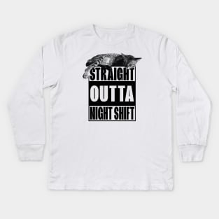 Straight Outta Night Shift Night Worker Kids Long Sleeve T-Shirt